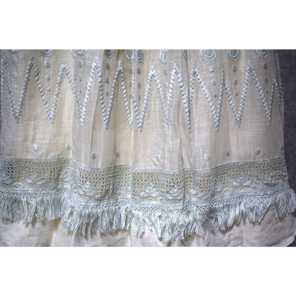 Rebecca Taylor White Embroidered Skirt with Lace & Fringe Hem Women’s Size 2 - Picture 2 of 3